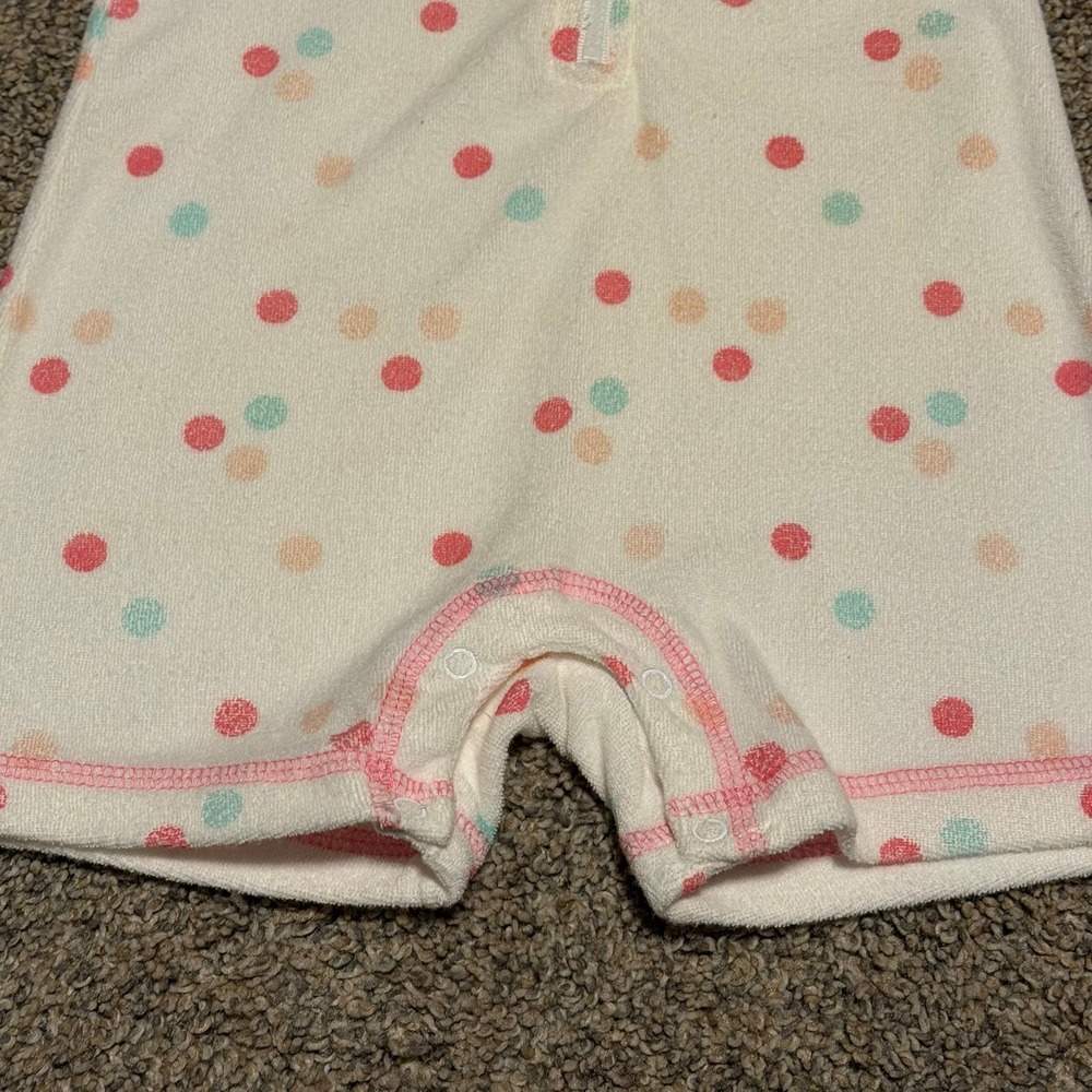Disney Classic Pooh Hooded Terry Romper Cover Up 3-6 Months Polka Dot - Picture 2 of 5